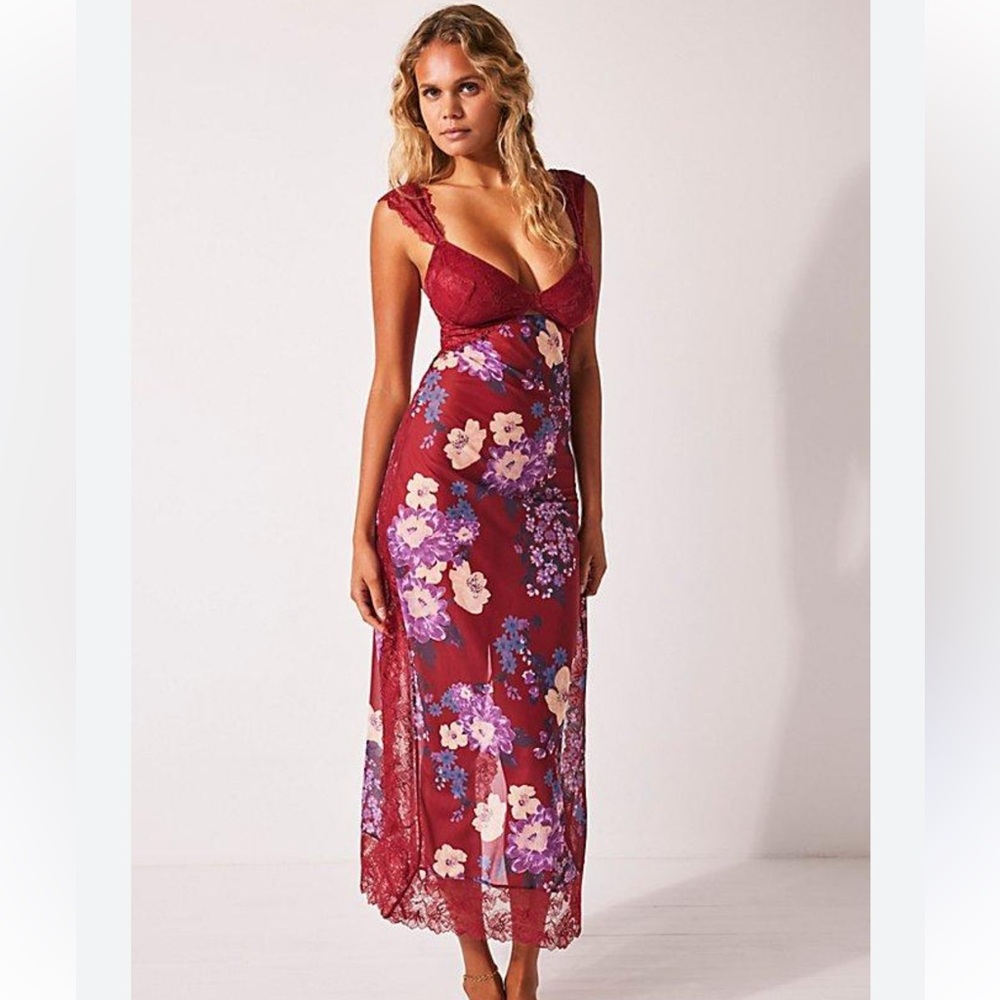 NWT Free People Red Plunge Sundress Midi